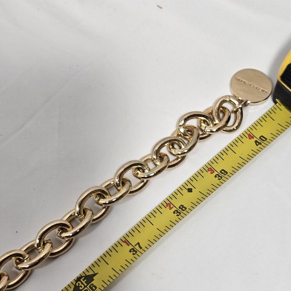 MICHAEL KORS Belt Gold &rhinestone Inlay MK Logo Metal Clip Chain Adjustable - Picture 7 of 8